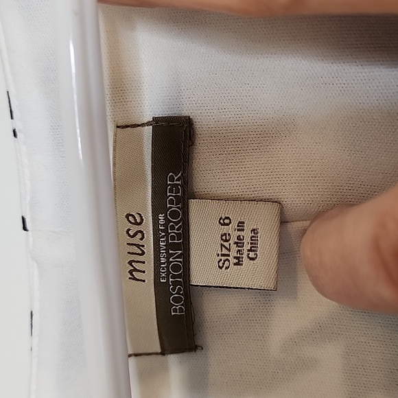 Muse for Boston Proper Houndstooth Dress Ruched Mini 3/4 Sleeves Preppy Winter - Picture 3 of 11